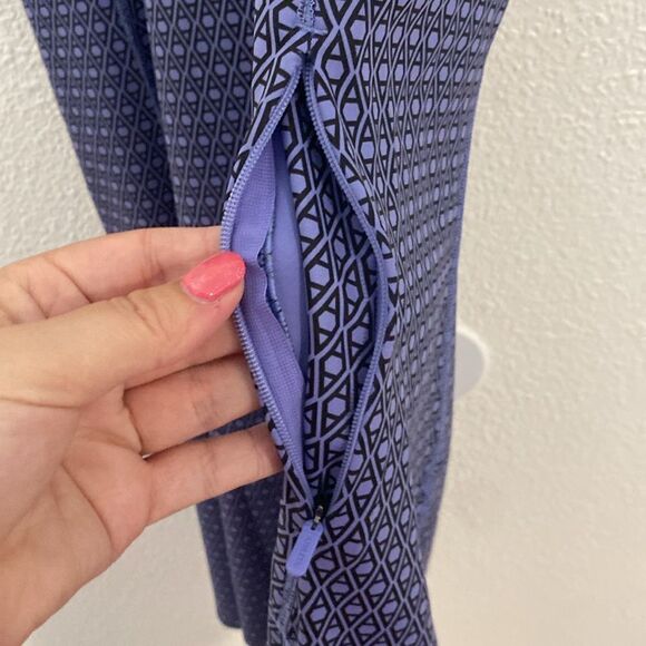 NWOT- Athleta-Ultimate Ease Fit And Flare Blue Purple Printed Dress- Size Small - Picture 9 of 15